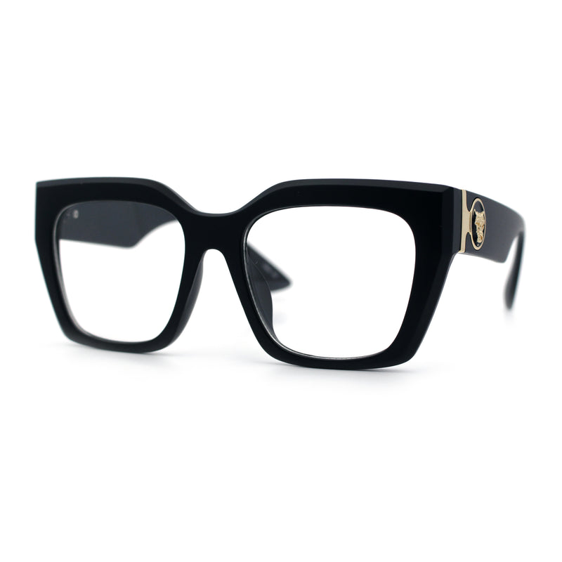 Womens Luxury Jaguar Head Jewel Thick Horn Cat Eye Clear Fashion Eyeglasses