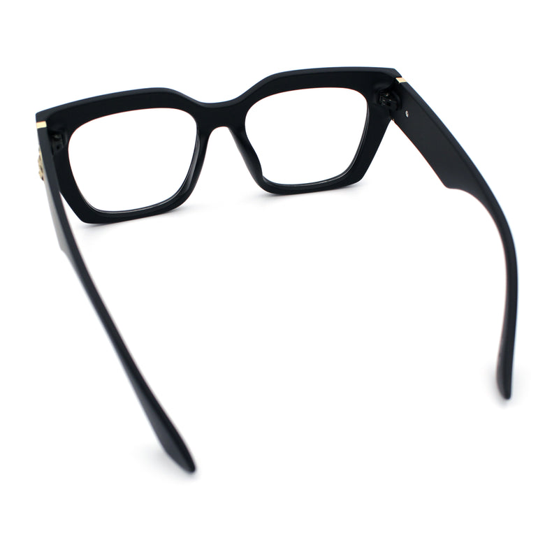 Womens Luxury Jaguar Head Jewel Thick Horn Cat Eye Clear Fashion Eyeglasses