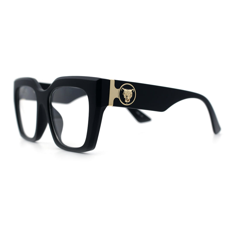 Womens Luxury Jaguar Head Jewel Thick Horn Cat Eye Clear Fashion Eyeglasses
