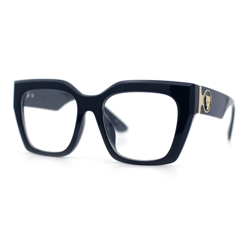 Womens Luxury Jaguar Head Jewel Thick Horn Cat Eye Clear Fashion Eyeglasses