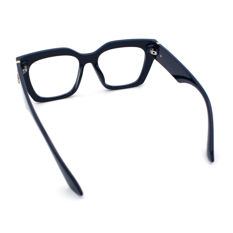 Womens Luxury Jaguar Head Jewel Thick Horn Cat Eye Clear Fashion Eyeglasses
