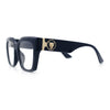 Womens Luxury Jaguar Head Jewel Thick Horn Cat Eye Clear Fashion Eyeglasses