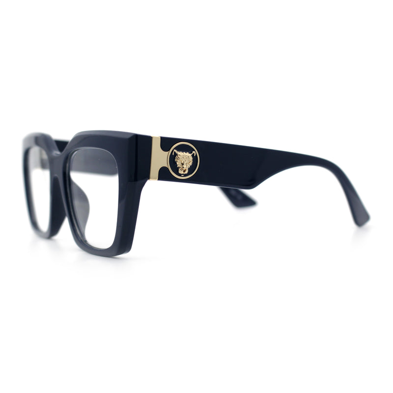 Womens Luxury Jaguar Head Jewel Thick Horn Cat Eye Clear Fashion Eyeglasses