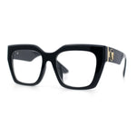 Womens Luxury Jaguar Head Jewel Thick Horn Cat Eye Clear Fashion Eyeglasses