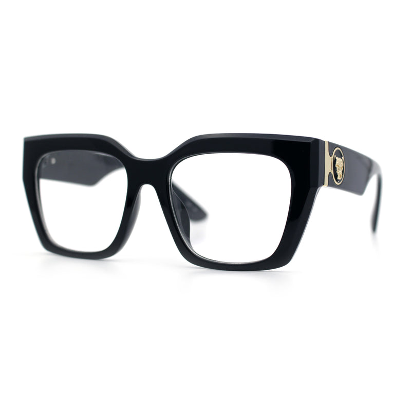 Womens Luxury Jaguar Head Jewel Thick Horn Cat Eye Clear Fashion Eyeglasses