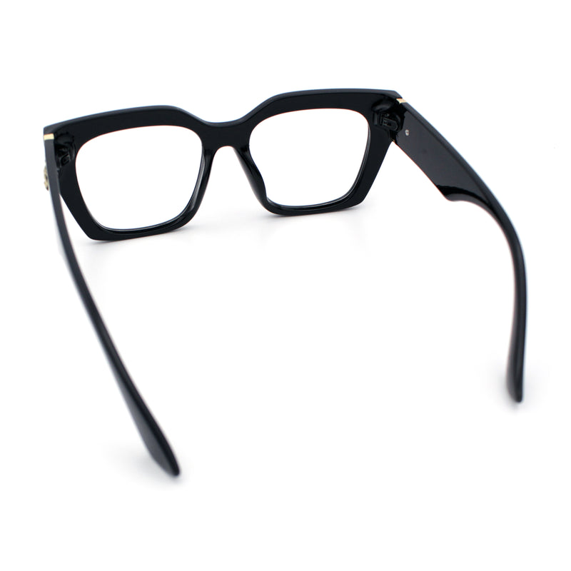 Womens Luxury Jaguar Head Jewel Thick Horn Cat Eye Clear Fashion Eyeglasses