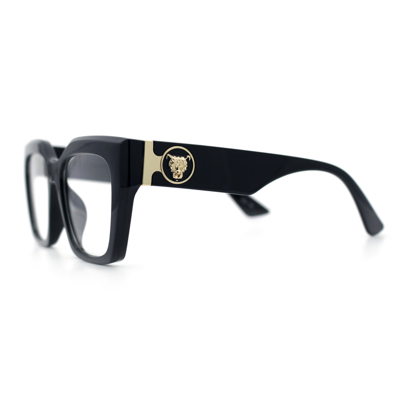Womens Luxury Jaguar Head Jewel Thick Horn Cat Eye Clear Fashion Eyeglasses