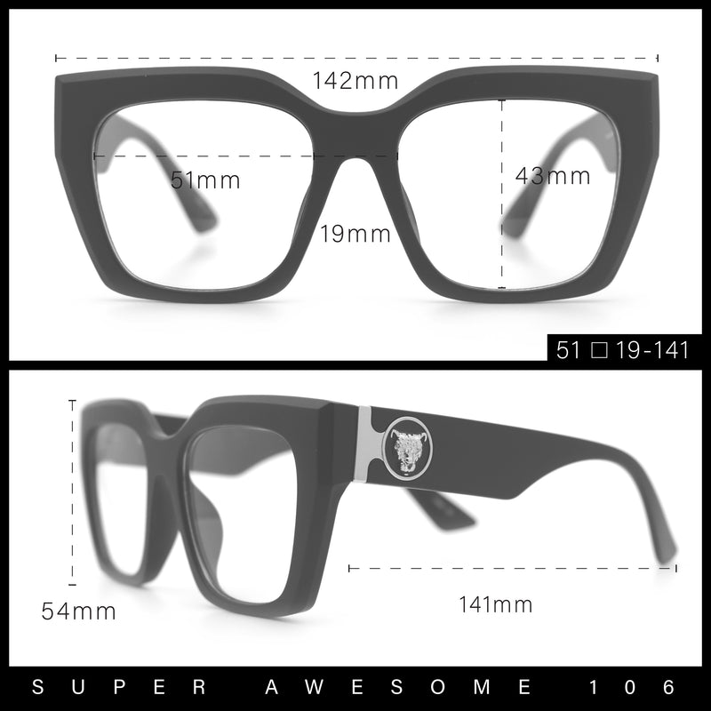 Womens Luxury Jaguar Head Jewel Thick Horn Cat Eye Clear Fashion Eyeglasses