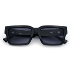 Luxe Lion Head Jewel Hinge Narrow Rectangle Horn Rim Plastic Sunglasses