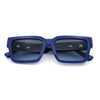 Luxe Lion Head Jewel Hinge Narrow Rectangle Horn Rim Plastic Sunglasses