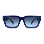 Luxe Lion Head Jewel Hinge Narrow Rectangle Horn Rim Plastic Sunglasses