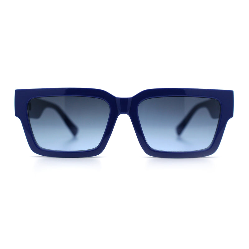 Luxe Lion Head Jewel Hinge Narrow Rectangle Horn Rim Plastic Sunglasses