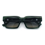 Luxe Lion Head Jewel Hinge Narrow Rectangle Horn Rim Plastic Sunglasses
