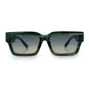 Luxe Lion Head Jewel Hinge Narrow Rectangle Horn Rim Plastic Sunglasses
