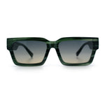 Luxe Lion Head Jewel Hinge Narrow Rectangle Horn Rim Plastic Sunglasses