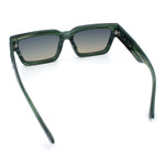 Luxe Lion Head Jewel Hinge Narrow Rectangle Horn Rim Plastic Sunglasses