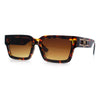 Luxe Lion Head Jewel Hinge Narrow Rectangle Horn Rim Plastic Sunglasses