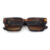 Luxe Lion Head Jewel Hinge Narrow Rectangle Horn Rim Plastic Sunglasses