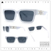 Luxe Lion Head Jewel Hinge Narrow Rectangle Horn Rim Plastic Sunglasses