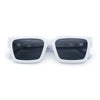 Luxe Lion Head Jewel Hinge Narrow Rectangle Horn Rim Plastic Sunglasses