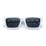 Luxe Lion Head Jewel Hinge Narrow Rectangle Horn Rim Plastic Sunglasses
