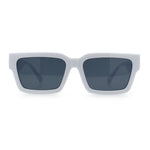 Luxe Lion Head Jewel Hinge Narrow Rectangle Horn Rim Plastic Sunglasses