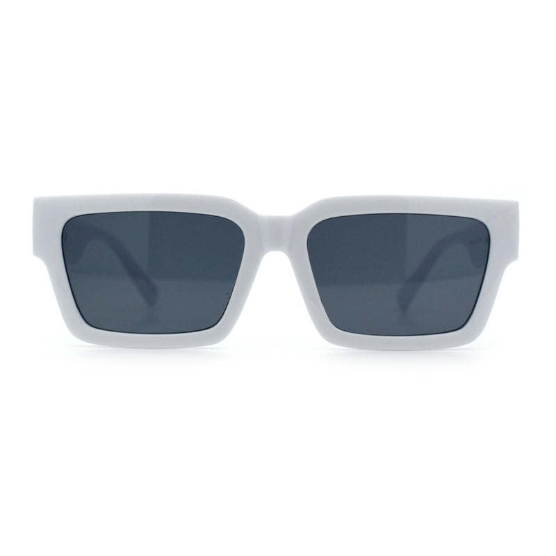 Luxe Lion Head Jewel Hinge Narrow Rectangle Horn Rim Plastic Sunglasses
