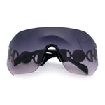 Womens Oversized Rectangle Rimless Shield Designer Jewel Hinge Diva Sunglasses