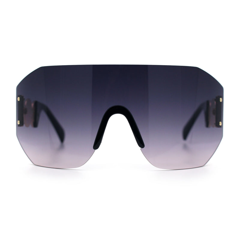 Womens Oversized Rectangle Rimless Shield Designer Jewel Hinge Diva Sunglasses