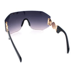 Womens Oversized Rectangle Rimless Shield Designer Jewel Hinge Diva Sunglasses