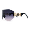 Womens Oversized Rectangle Rimless Shield Designer Jewel Hinge Diva Sunglasses