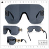 Womens Oversized Rectangle Rimless Shield Designer Jewel Hinge Diva Sunglasses