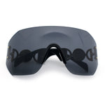 Womens Oversized Rectangle Rimless Shield Designer Jewel Hinge Diva Sunglasses