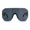 Womens Oversized Rectangle Rimless Shield Designer Jewel Hinge Diva Sunglasses