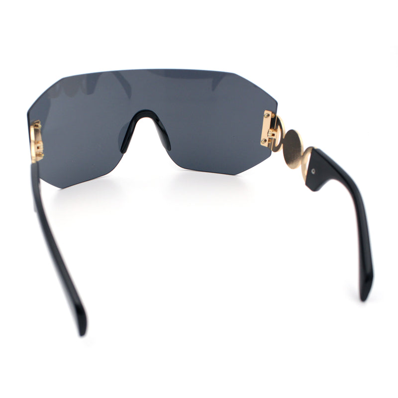Womens Oversized Rectangle Rimless Shield Designer Jewel Hinge Diva Sunglasses