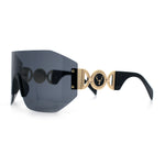 Womens Oversized Rectangle Rimless Shield Designer Jewel Hinge Diva Sunglasses