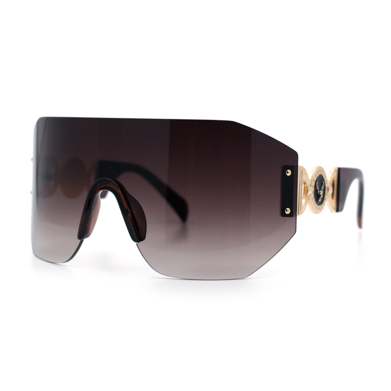 Womens Oversized Rectangle Rimless Shield Designer Jewel Hinge Diva Sunglasses