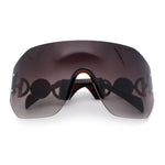 Womens Oversized Rectangle Rimless Shield Designer Jewel Hinge Diva Sunglasses