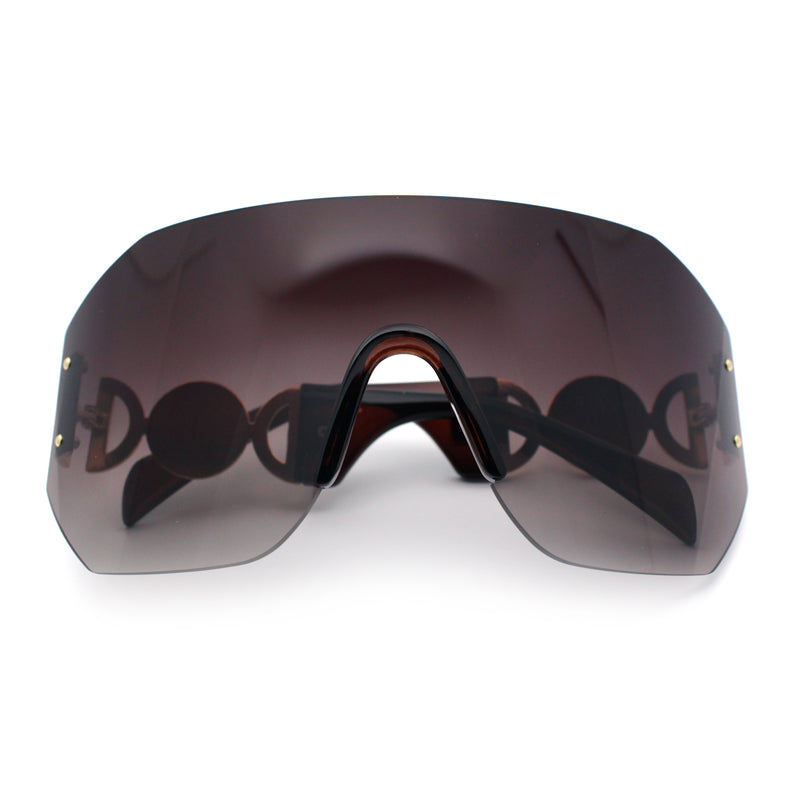Womens Oversized Rectangle Rimless Shield Designer Jewel Hinge Diva Sunglasses