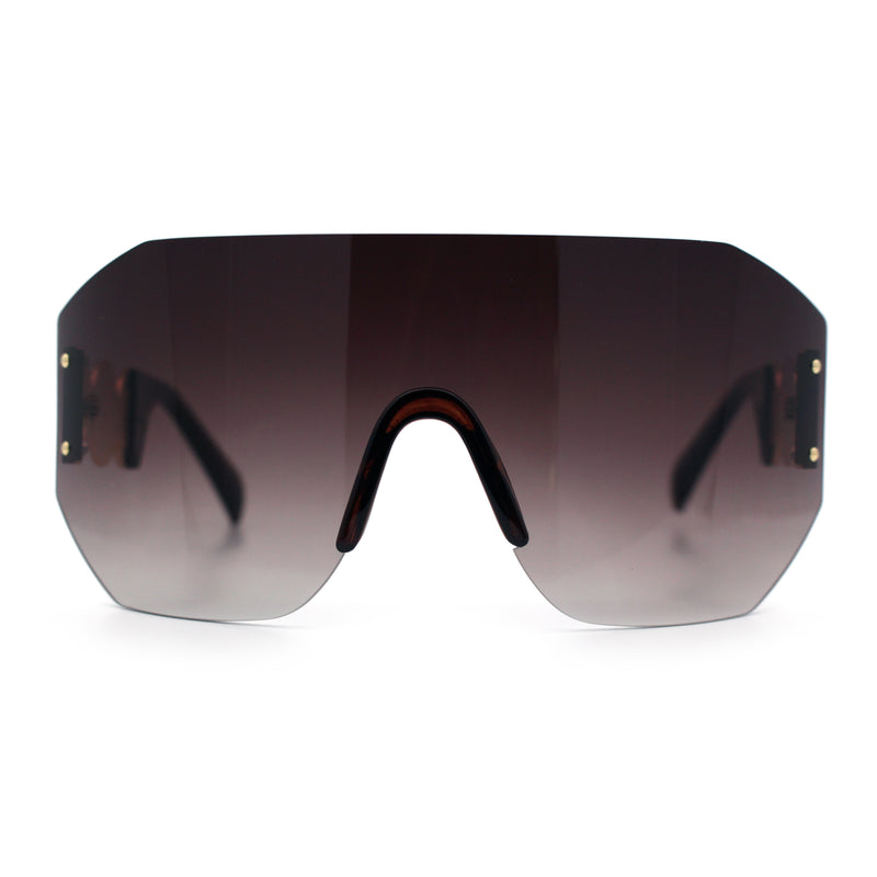 Womens Oversized Rectangle Rimless Shield Designer Jewel Hinge Diva Sunglasses
