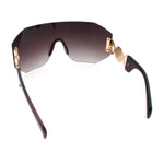 Womens Oversized Rectangle Rimless Shield Designer Jewel Hinge Diva Sunglasses
