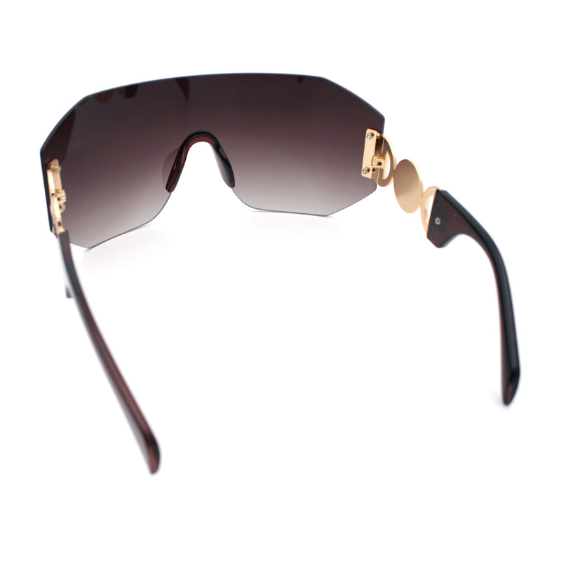 Womens Oversized Rectangle Rimless Shield Designer Jewel Hinge Diva Sunglasses