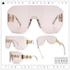 Womens Oversized Rectangle Rimless Shield Designer Jewel Hinge Diva Sunglasses