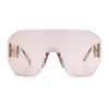Womens Oversized Rectangle Rimless Shield Designer Jewel Hinge Diva Sunglasses