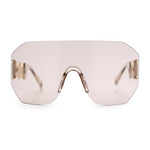 Womens Oversized Rectangle Rimless Shield Designer Jewel Hinge Diva Sunglasses