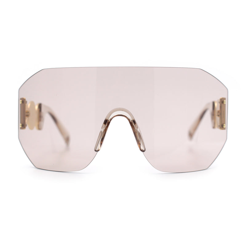 Womens Oversized Rectangle Rimless Shield Designer Jewel Hinge Diva Sunglasses