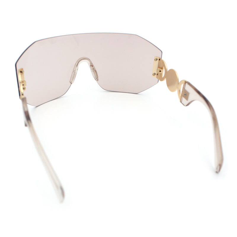 Womens Oversized Rectangle Rimless Shield Designer Jewel Hinge Diva Sunglasses