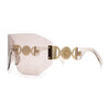 Womens Oversized Rectangle Rimless Shield Designer Jewel Hinge Diva Sunglasses
