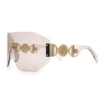 Womens Oversized Rectangle Rimless Shield Designer Jewel Hinge Diva Sunglasses