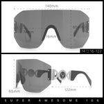 Womens Oversized Rectangle Rimless Shield Designer Jewel Hinge Diva Sunglasses